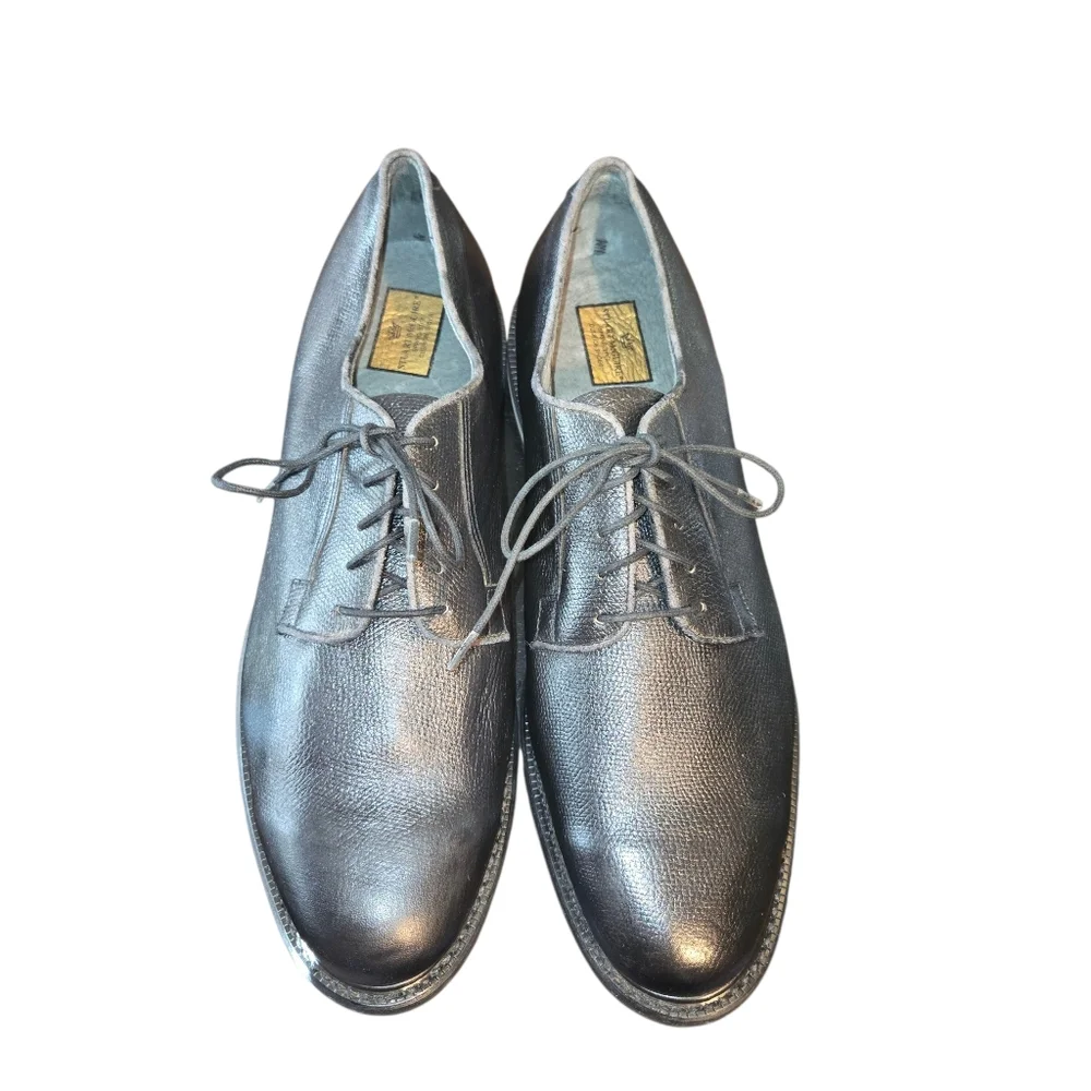 Stuart McGuire Imperial VTG NEW Black Matte Leather Biltrite Derby Shoes Size 11